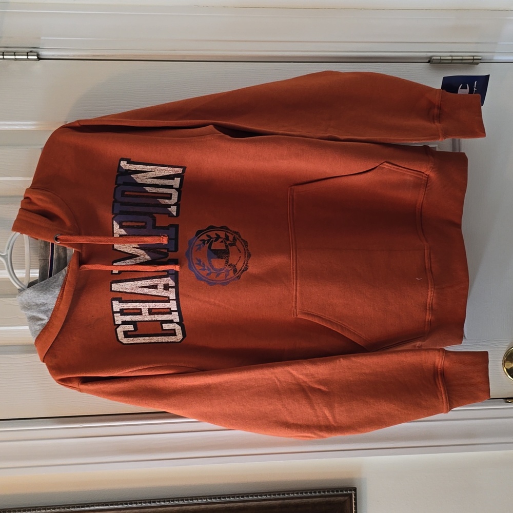 CHAMPION BRAND SIGNATURE MENS RUST/BROWN COLORED HOODIE SIZE SMALL